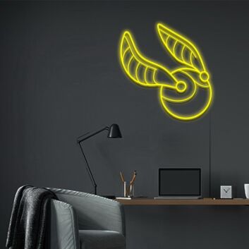 Geflügelter goldener Ball LED-Neonschild Wohnzimmer Gamingzimmer