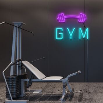 GYM LED Neonschild mit Hantel für Fitnessraum und Homegym