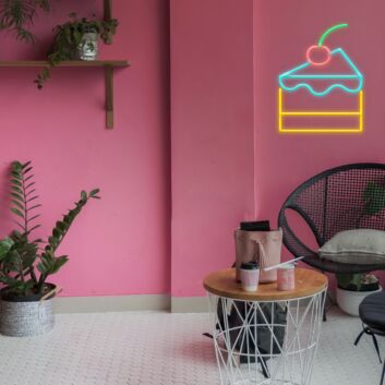 Kuchenstück mit Kirsche LED-Neonschild für Café und Bäckerei
