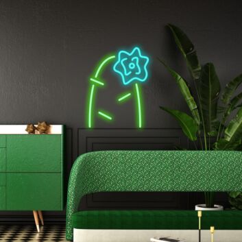 Kaktus mit Blüte LED-Neonschild Wohnzimmer Schlafzimmer