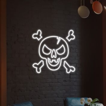 Totenkopf mit gekreuzten Knochen LED-Neonschild für Bar Club
