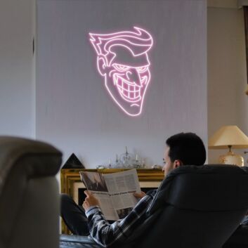 grinsendes Comicgesicht LED-Neonschild für Wohnzimmer oder Gaming Zimmer