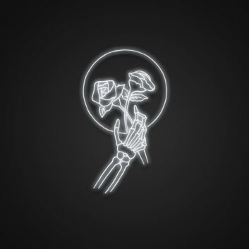 Skelett Hand mit Rose LED-Neonschild für Bar Tattoo Studio