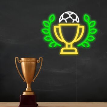 Fußballpokal mit Lorbeerkranz LED-Neonschild Sport Bar