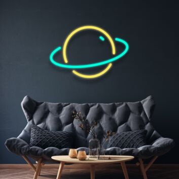 Planet mit Ring LED-Neonschild Wohnzimmer Kinderzimmer