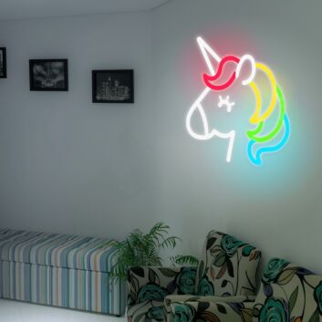 Einhornkopf LED-Neonschild für Kinderzimmer Party