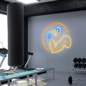 Bizeps mit Hantel LED-Neonschild für Fitnessstudio Home Gym