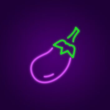 Aubergine als LED-Neonschild
