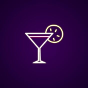 Cocktailglas mit Zitronenscheibe LED-Neonschild Bar Club