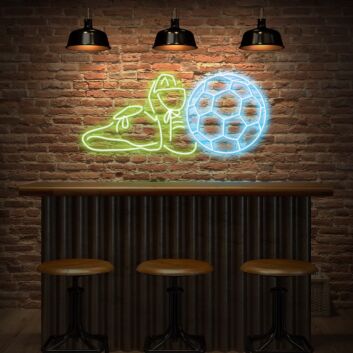 Fußballschuhe und Ball LED-Neonschild Sporthalle