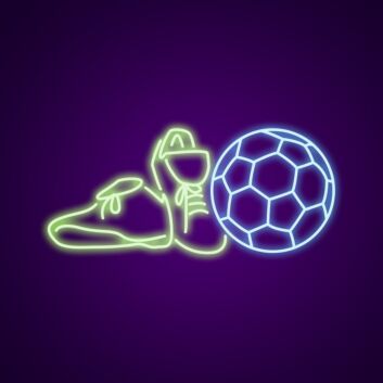 Fußballschuhe und Ball LED-Neonschild Sporthalle