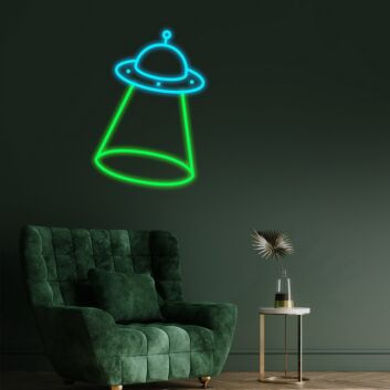 UFO mit Lichtstrahl LED-Neonschild Gaming Wohnzimmer