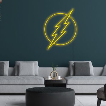 Blitzsymbol im Kreis LED-Neonschild Wohnzimmer Büro