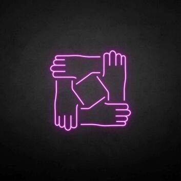 vier verbundene Hände LED-Neonschild Büro Gemeinschaftsraum