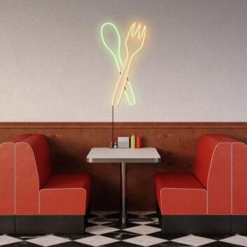 Gabel und Löffel LED-Neonschild für Restaurant Küche