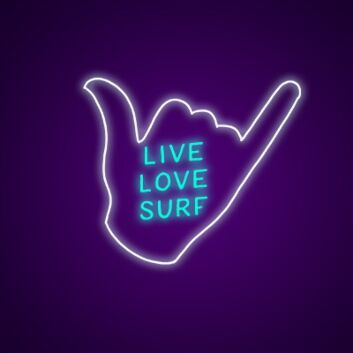 LIVE LOVE SURF LED-Neonschild für Surfshop und Strandbar