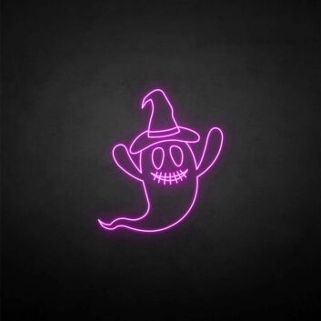 Geist mit Hexenhut LED-Neonschild für Halloween Party