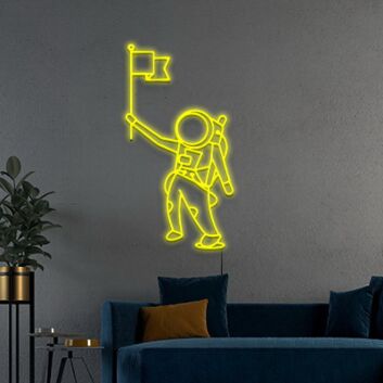 Astronaut mit Fahne LED-Neonschild Wohnzimmer Büro