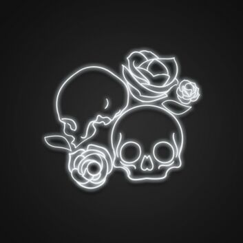 Totenkopf mit Rosen LED-Neonschild für Bar Tattoo Studio