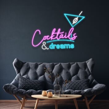 Cocktails &amp; dreams LED-Neonschild für Bar und Club
