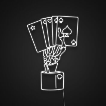 Skelett-Hand mit Spielkarten LED-Neonschild für Bar Gaming