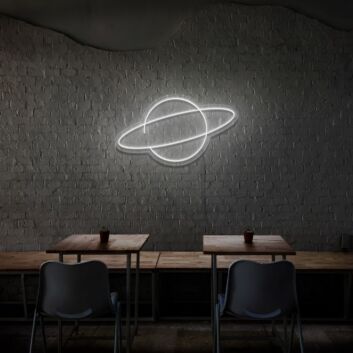 Planet mit Ring LED-Neonschild für Café oder Wohnzimmer