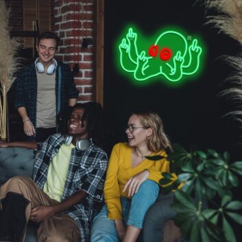 Krake mit erhobenen Mittelfingern LED-Neonschild für Bar Club