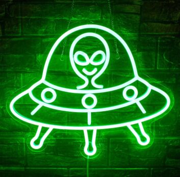 UFO mit Alien LED-Neonschild für Kinderzimmer Schlafzimmer