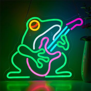 Frosch mit E-Gitarre LED-Neonschild für Bar oder Musikzimmer