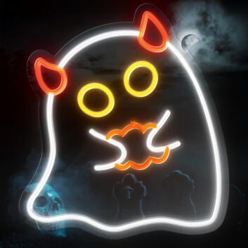 Geist mit Katzenohren LED-Neonschild für Halloween Party