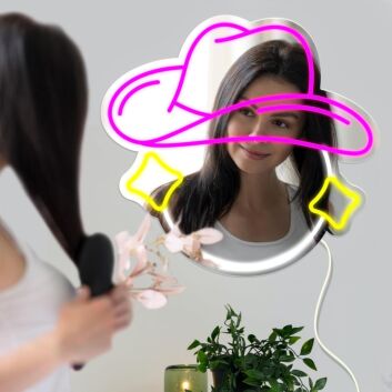 Cowboyhut mit Sternsymbolen LED-Neonschild für Schlafzimmer oder Friseursalon