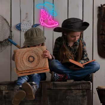 Cowboyhut und Cowboystiefel LED-Neonschild für Bar oder Wohnzimmer