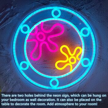Blumenmuster im Bullauge LED-Neonschild für Wohnzimmer Bar