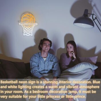 Basketballkorb mit Ball LED-Neonschild Sportzimmer Jugendzimmer