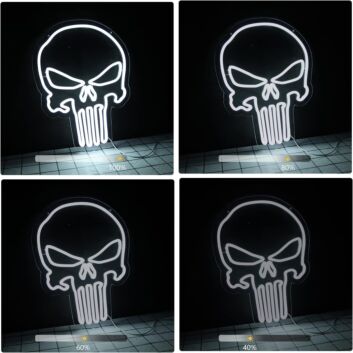 Totenkopf mit stilisierten Augenhöhlen LED-Neonschild für Bar und Gaming
