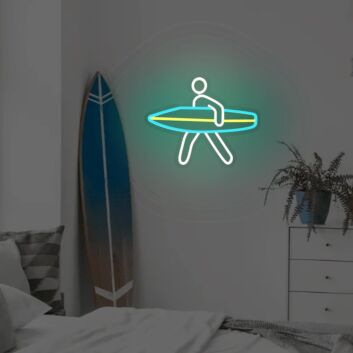 Surfer mit Surfbrett LED-Neonschild Wohnzimmer Bar