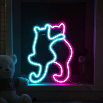 zwei Katzen Silhouette LED-Neonschild Wohnzimmer Schlafzimmer