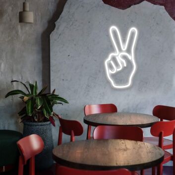Hand mit Victory Zeichen LED-Neonschild für Cafe und Wohnzimmer