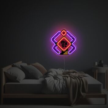 Chinesisches Glückssymbol LED Neonschild für Wohnzimmer und Schlafzimmer