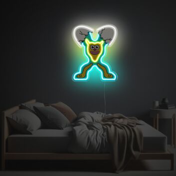 Comicfigur mit Flügeln LED-Neonschild Schlafzimmer Wohnzimmer