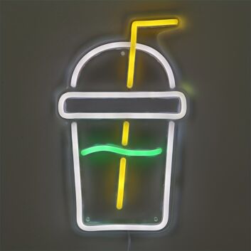 Getränkebecher mit Trinkhalm LED-Neonschild für Café Bar