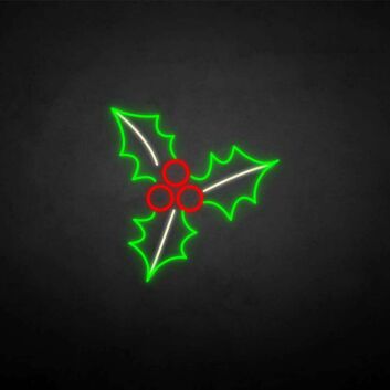 Stechpalmenzweig mit Beeren LED-Neonschild Weihnachten Wohnzimmer
