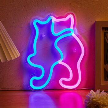 zwei Katzen Silhouette LED-Neonschild Wohnzimmer Schlafzimmer