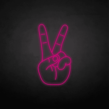 Hand mit Victory Zeichen LED-Neonschild für Wohnzimmer Schlafzimmer