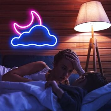 Mond und Wolke LED-Neonschild für Wohnzimmer oder Kinderzimmer