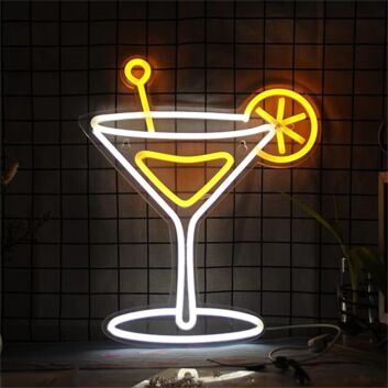 Cocktailglas mit Zitronenscheibe LED-Neonschild Bar Wohnzimmer
