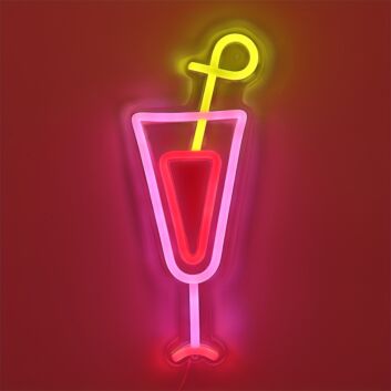 Cocktailglas mit Strohhalm LED-Neonschild Bar Wohnzimmer