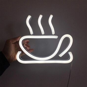 Kaffeetasse mit Dampf LED-Neonschild Küche Café