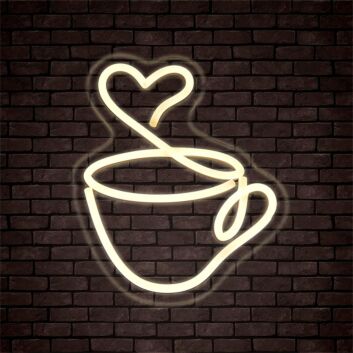 Kaffeetasse mit Herz LED-Neonschild für Küche Café