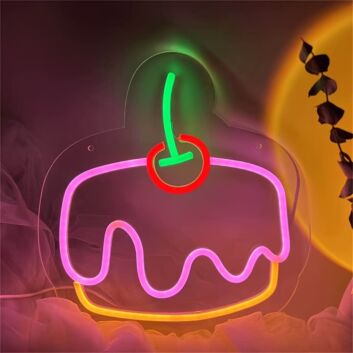 Kuchenstück mit Kirsche LED-Neonschild für Café Küche